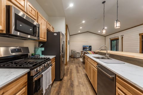 Full kitchen with coffee maker