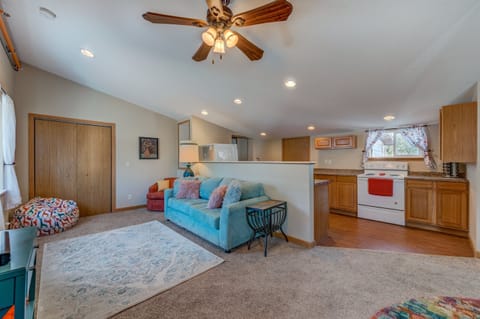 Moonbeam has both powerful window AC units and ceiling fans throughout.