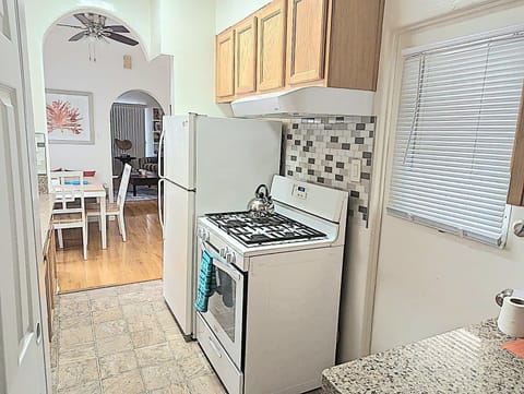 Full refrigerator and full gas stove and cooktop.  We provide tons of spices, oils, sprays and other cooking items for you to enjoy.