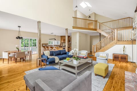 View of the grat room from the fireplace corner