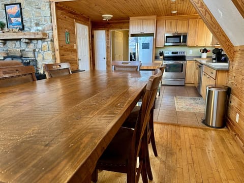 View of kitchen from dining area.