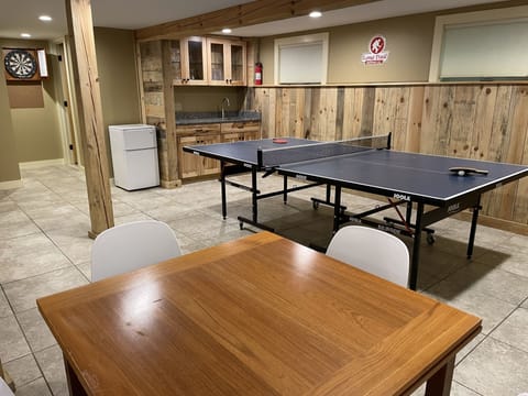 Ping pong, darts, card table and wet bar