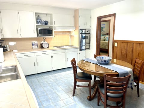 The original mid-century kitchen is cool and a great photo op. 