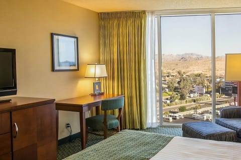Catch up on emails at the desk with inspiring mountain views.