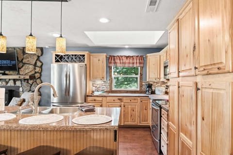 Not only is there plenty of storage and counter space, but there are also great views from the window.