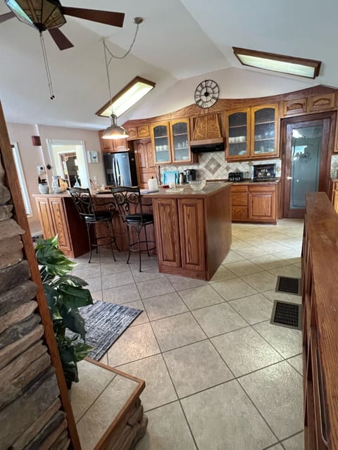 Kitchen with large walk in pantry