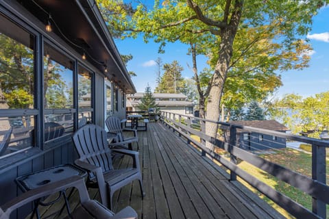 Large Deck - Picnic Table, 4 Adirondack Chairs, Weber Grill & String Lights