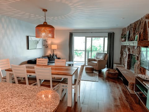 Main living area looking towards back porch and river