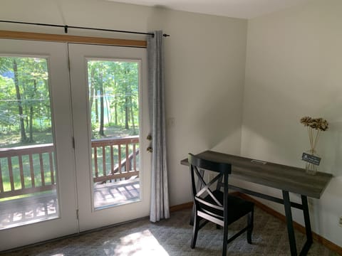 Update - desk added in master bed for working space - what an office view!