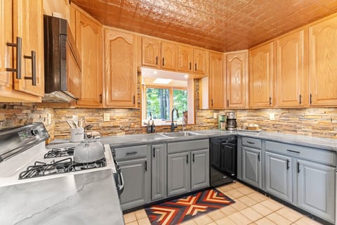 kitchen with lake view
