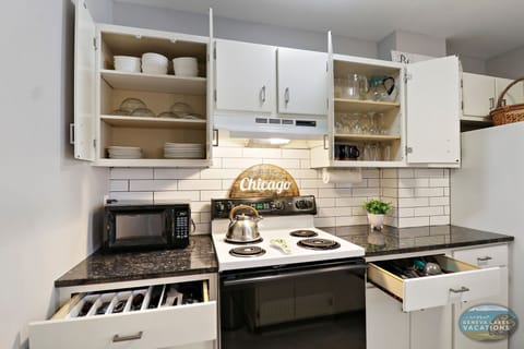 Kitchen, electric stove, no dishwasher, drip coffee maker