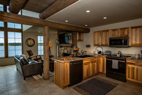 This kitchen comes fully equipped, so you can prepare meals in the home if you wish!