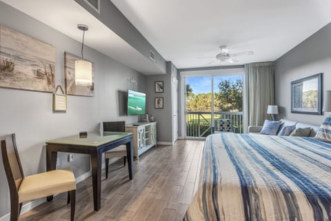 Newly Painted, Ground floor, Large studio with golf course and lake scenery