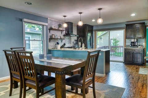 Dining area to enjoy meals together or to play games after a day on the lake!