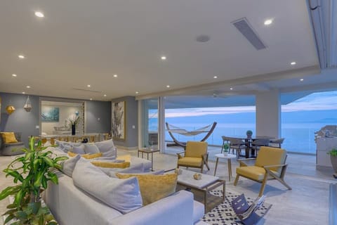 Open space concept living room connected to the beautiful terrace