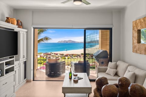 Living room at Duna 301, renovated and incredible ocean views.