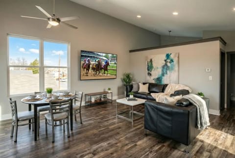 Large open living room/kitchen space for your entire group