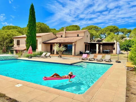 Villa looking onto the pool and garden with Maures Mountain views 