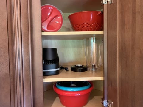 The kitchen is fully stocked.