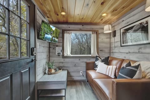 Relax on the cozy couch.