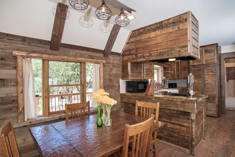 Dining area looking into kitchen