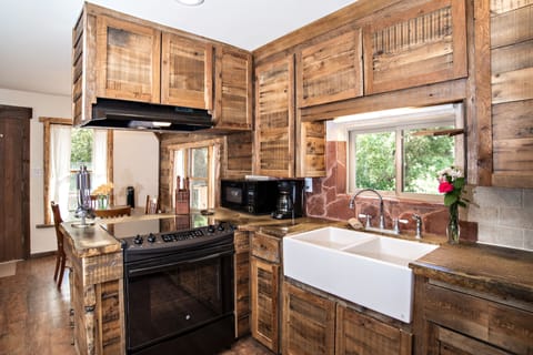 Kitchen looking into dining area