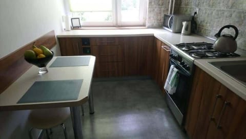 The kitchen's functional layout is perfect for meals. 