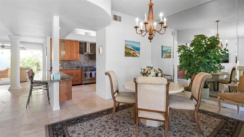 Dining table and counter seating