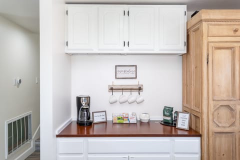 Our coffee and tea bar features all you need to start your morning.