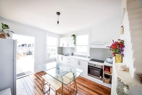 Catching all the morning sun, walk straight from the kitchen to the deck