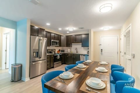 A dinner table, perfect for gathering with your group.