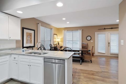 Kitchen looking into dining area