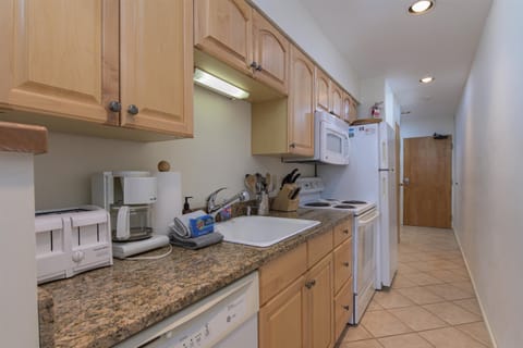 Galley kitchen for quick eats before your mountain fun