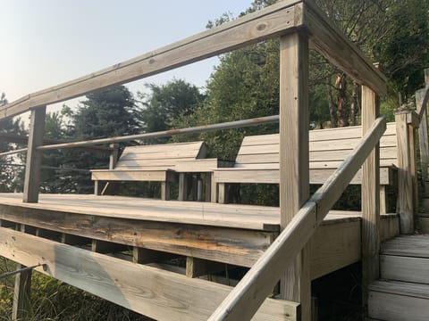 Viewing deck located halfway down steps to beach