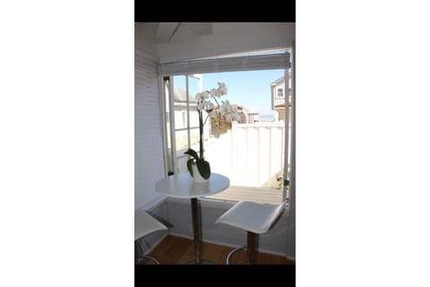 Master bedroom and backyard deck view