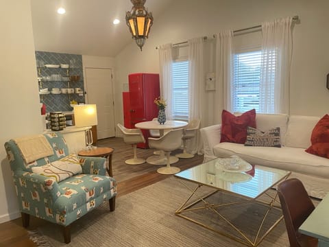 Living room to the kitchen and eating area.