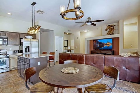 Watch the television while you and your group are eating