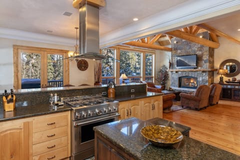 Chefs kitchen with modern gas range