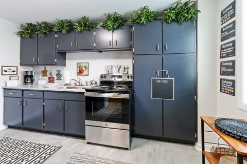 Kitchen, electric stove, drip coffee maker