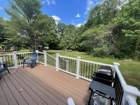 Rear Deck for barbecues looking across rear yard.