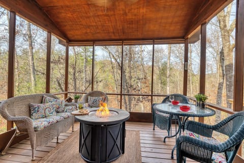 Relax on the screened-in porch year round.
