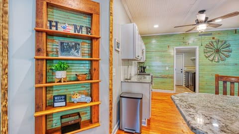 Shelves made with original step wood and bead board