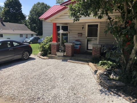 Front of house with off street parking for 2 cars