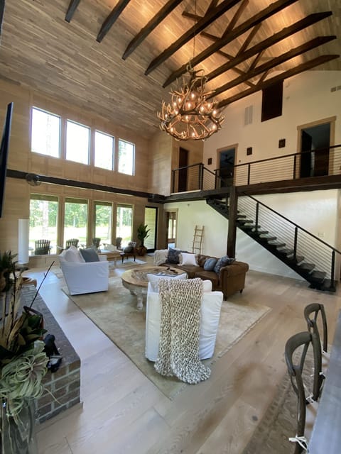 Huge living area with plenty of comfortable seating for family and friends