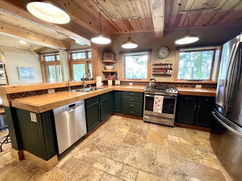 Full kitchen with all stainless appliances