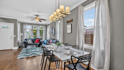 The downstairs has an open floor plan that flows easily