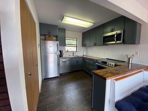 Kitchen newly renovated and fully equipped.  Brand new appliances. 