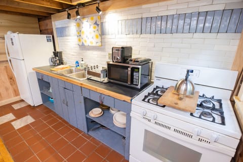 A blue hued kitchen