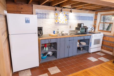 Four burner stove, oven and fridge