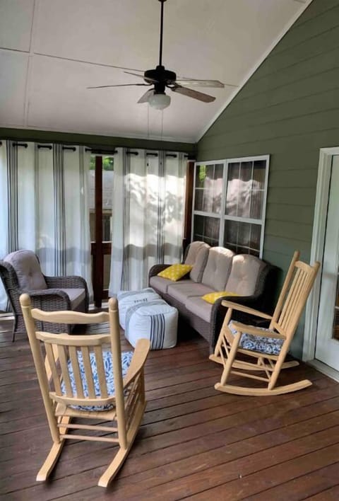Screened porch is always shaded. A great place to relax when not on the water.